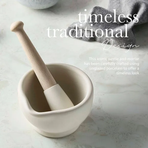 Size 1 Mortar and Pestle - White, Porcelain
