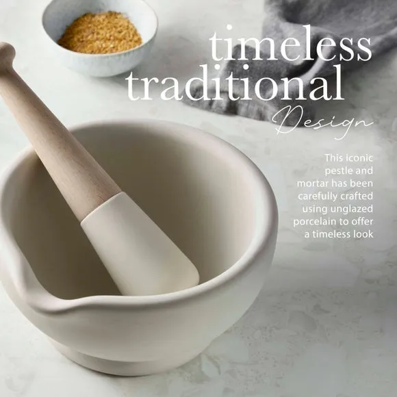 Size 6 Mortar and Pestle - White, Porcelain