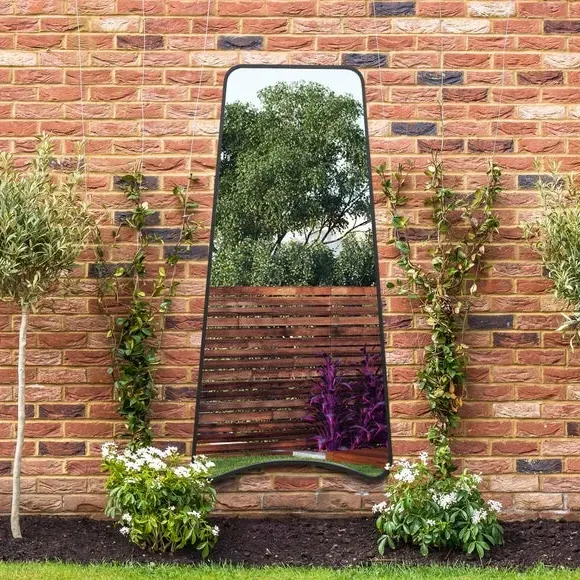 Abstract Wall Mirror Indoor Outdoor - Black, Metal