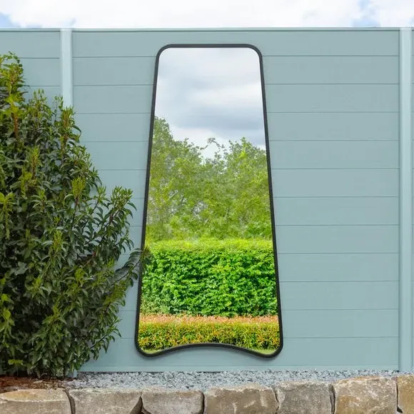 Abstract Wall Mirror Indoor Outdoor - Black, Metal