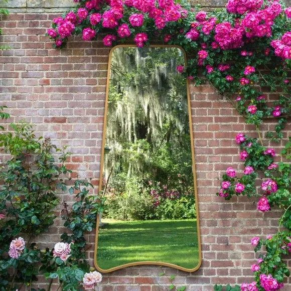 Abstract Wall Mirror Indoor Outdoor - Gold, Metal