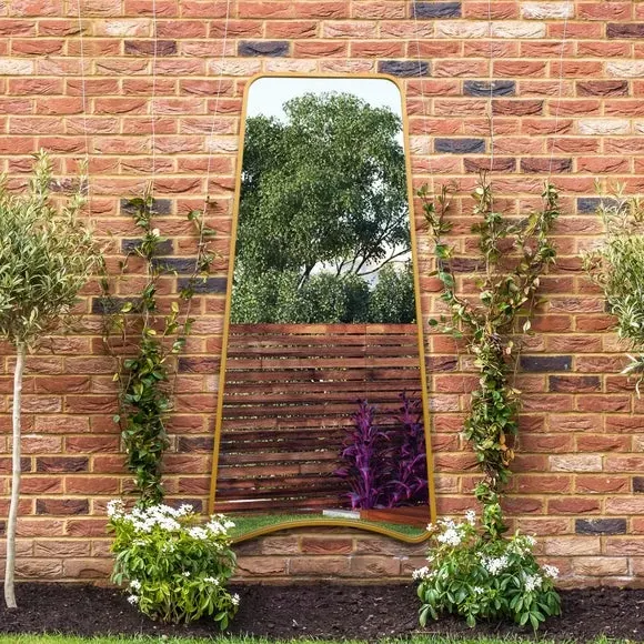 Abstract Wall Mirror Indoor Outdoor - Gold, Metal