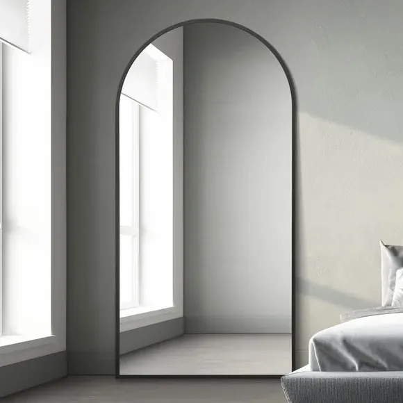 Arched Full Length Wall Mirror - Black, Metal