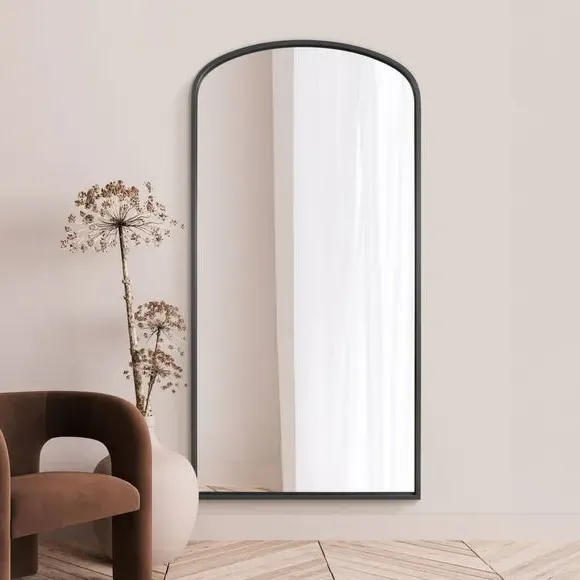 Arched Full Length Wall Mirror - Black, Metal