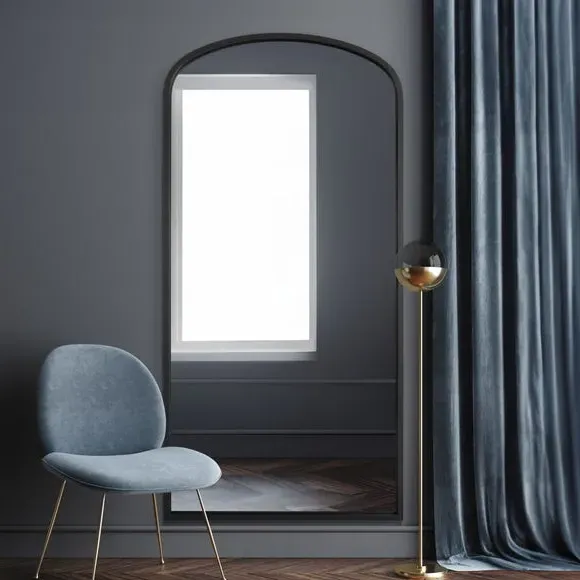 Arched Full Length Wall Mirror - Black, Metal image