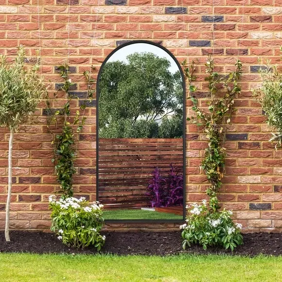 Arched Full Length Wall Mirror - Black, Metal