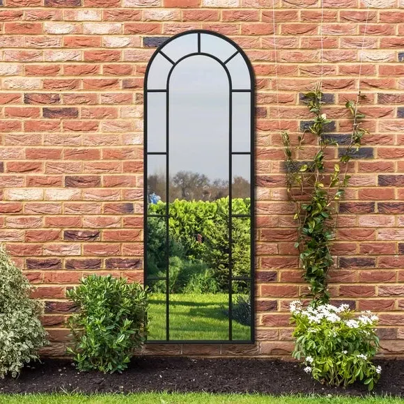 Arched Full Length Wall Mirror - Black, Metal