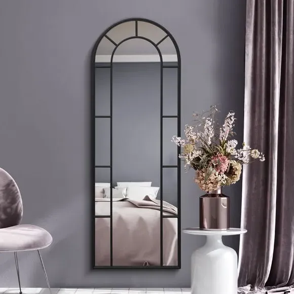 Arched Full Length Wall Mirror - Black, Metal image