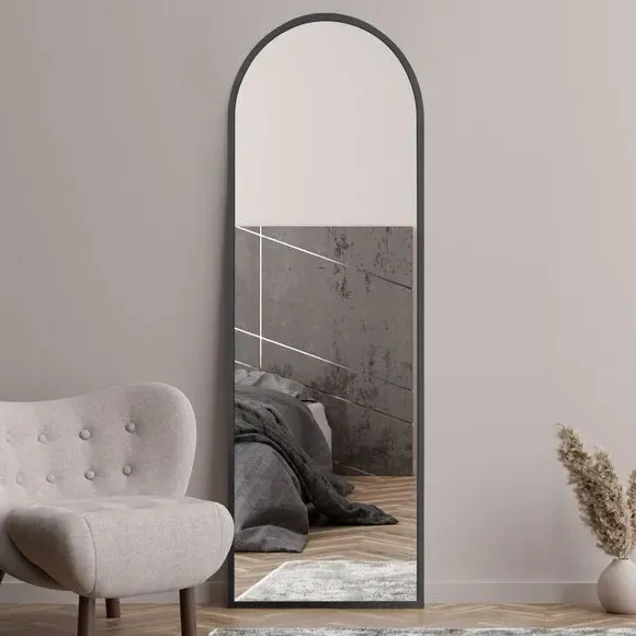 Arched Full Length Wall Mirror - Black, Metal