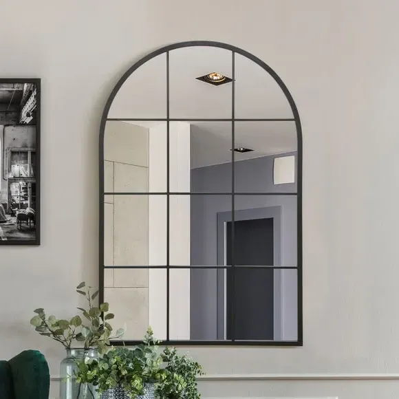 Arched Full Length Wall Mirror - Black, Metal image