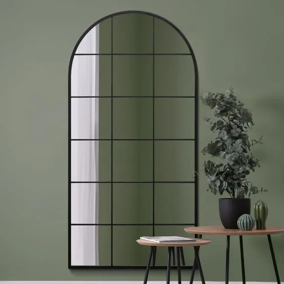 Arched Full Length Wall Mirror - Black, Metal