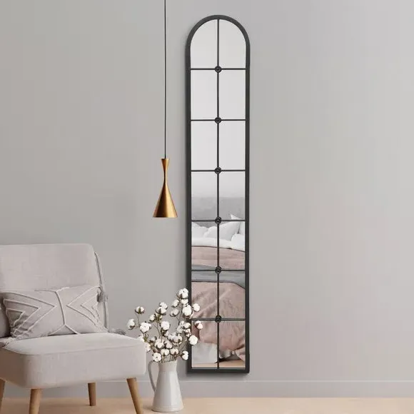 Arched Full Length Wall Mirror - Black, Metal image
