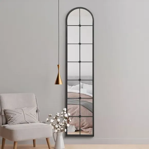Arched Full Length Wall Mirror - Black, Metal