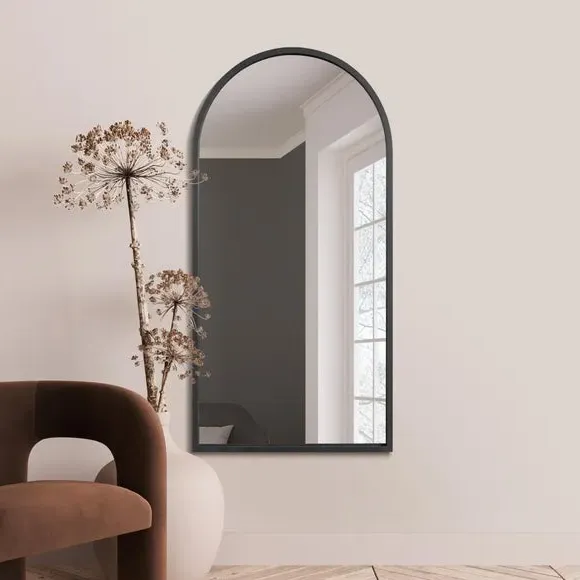 Arched Full Length Wall Mirror - Black, Metal image
