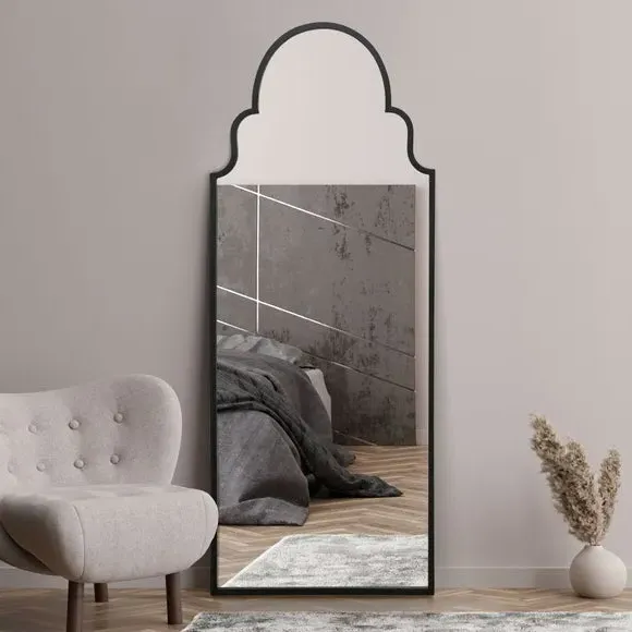 Arched Full Length Wall Mirror - Black, Metal image