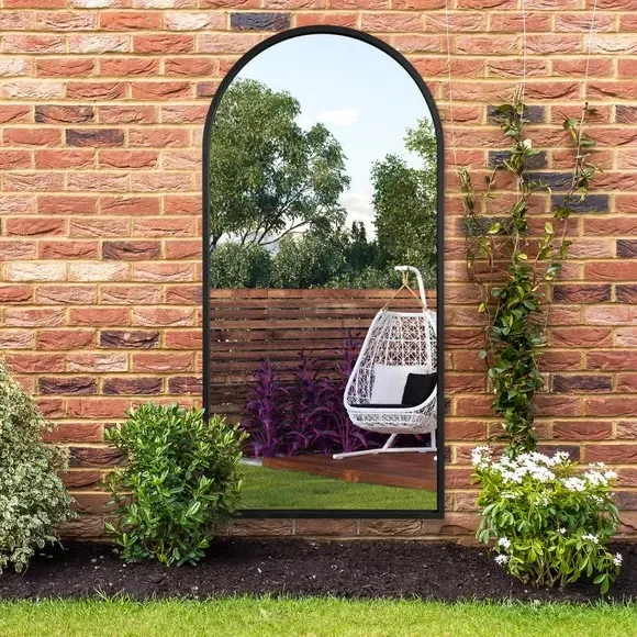 Arched Full Length Wall Mirror - Black, Metal
