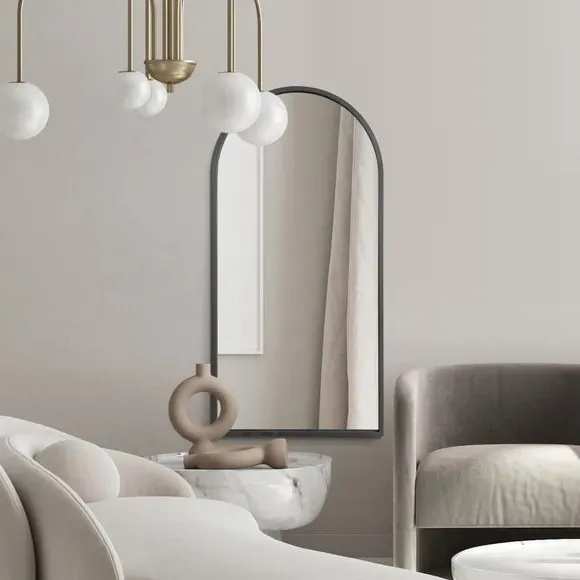 Arched Full Length Wall Mirror - Black, Metal