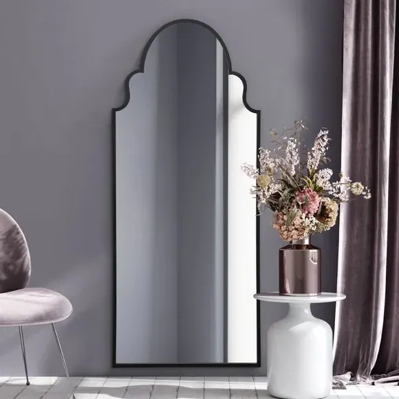 Arched Full Length Wall Mirror - Black, Metal