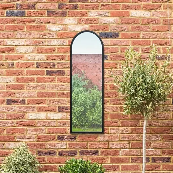 Arched Full Length Wall Mirror - Black, Metal