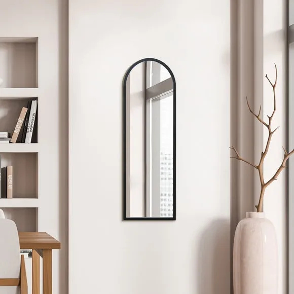 Arched Full Length Wall Mirror - Black, Metal image