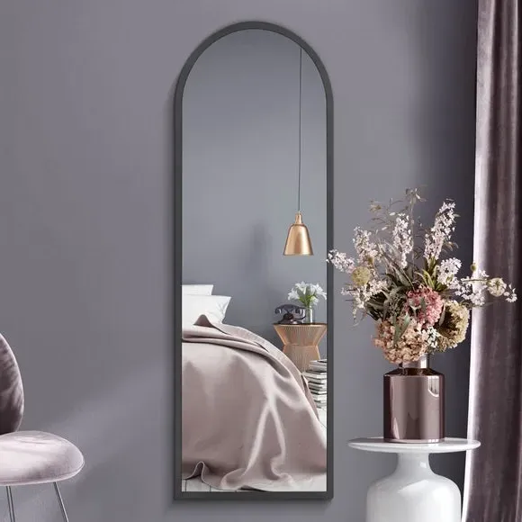 Arched Full Length Wall Mirror - Black, Metal