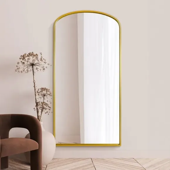 Arched Full Length Wall Mirror - Gold, Metal