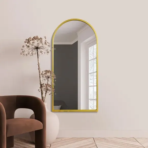 Arched Full Length Wall Mirror - Gold, Metal