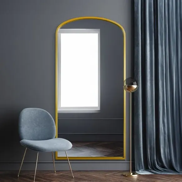 Arched Full Length Wall Mirror - Gold, Metal