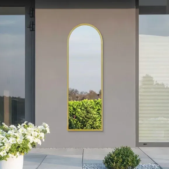 Arched Full Length Wall Mirror - Gold, Metal