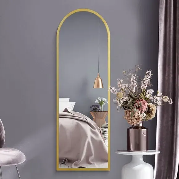 Arched Full Length Wall Mirror - Gold, Metal