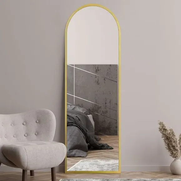 Arched Full Length Wall Mirror - Gold, Metal