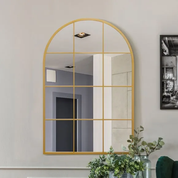 Arched Full Length Wall Mirror - Gold, Metal