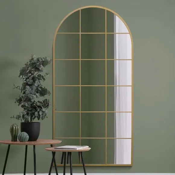 Arched Full Length Wall Mirror - Gold, Metal