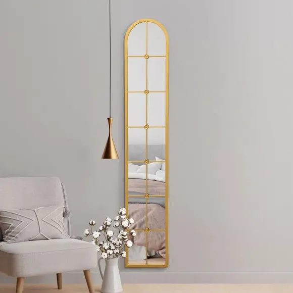Arched Full Length Wall Mirror - Gold, Metal