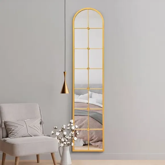 Arched Full Length Wall Mirror - Gold, Metal
