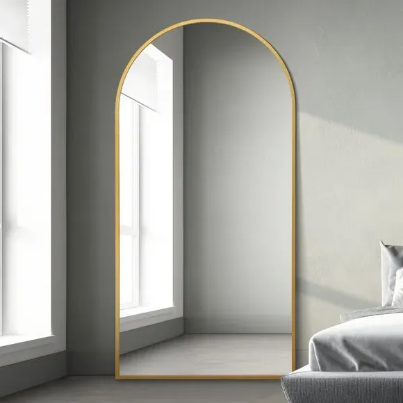Arched Full Length Wall Mirror - Gold, Metal