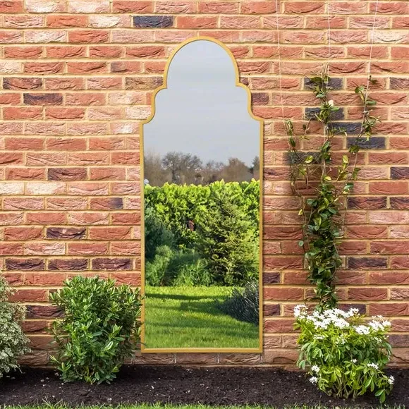Arched Full Length Wall Mirror - Gold, Metal