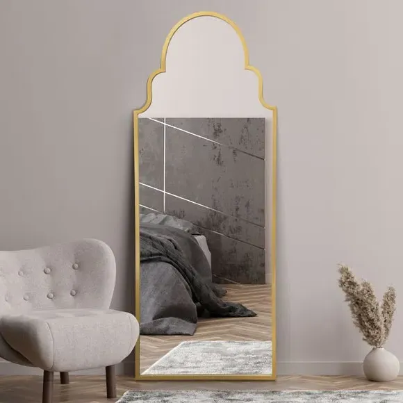 Arched Full Length Wall Mirror - Gold, Metal
