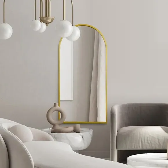 Arched Full Length Wall Mirror - Gold, Metal