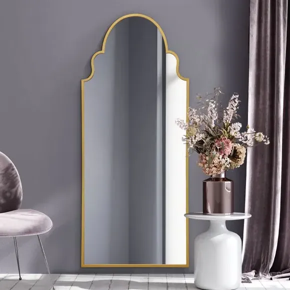 Arched Full Length Wall Mirror - Gold, Metal
