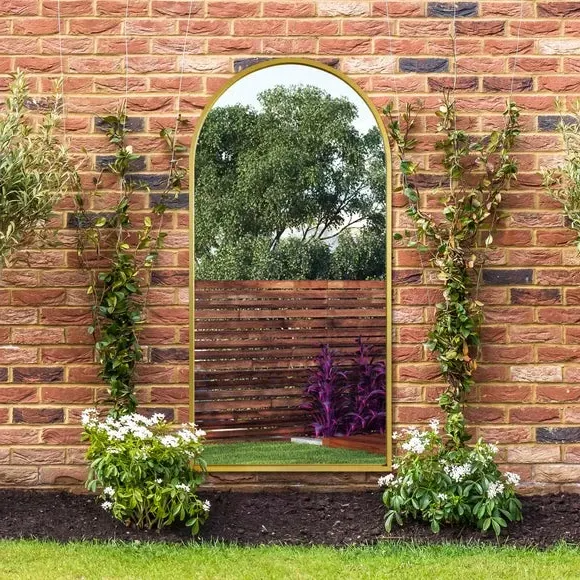 Arched Full Length Wall Mirror - Gold, Metal