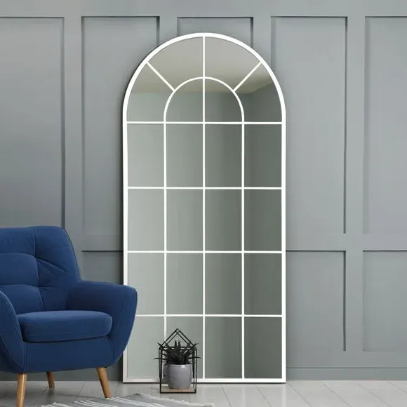 Arched Full Length Wall Mirror - White, Iron image