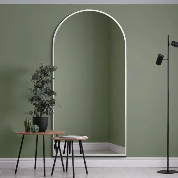 Arched Full Length Wall Mirror - White, Metal