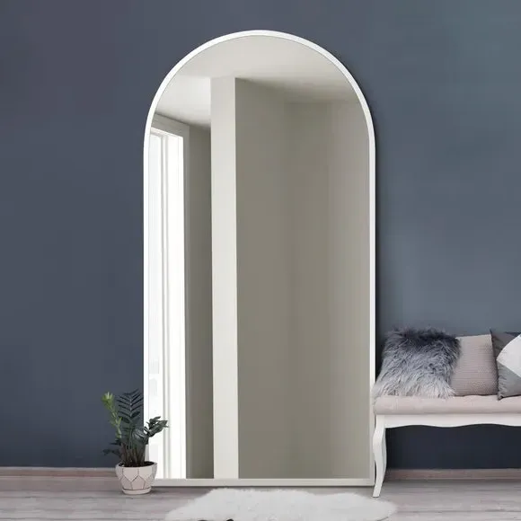 Arched Full Length Wall Mirror - White, Metal