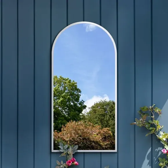 Arched Full Length Wall Mirror - White, Metal