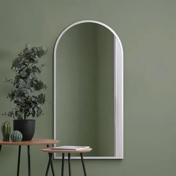 Arched Full Length Wall Mirror - White, Metal