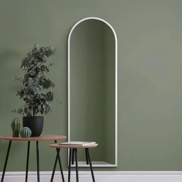 Arched Full Length Wall Mirror - White, Metal