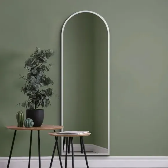 Arched Full Length Wall Mirror - White, Metal
