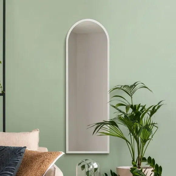 Arched Full Length Wall Mirror - White, Metal