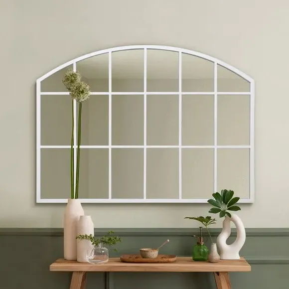Arched Overmantel Wall Mirror - White, Metal image